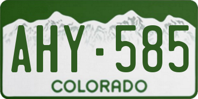 CO license plate AHY585