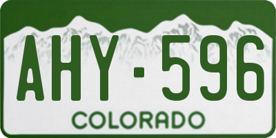 CO license plate AHY596