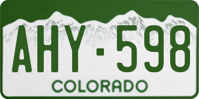 CO license plate AHY598