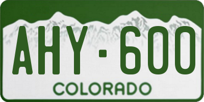 CO license plate AHY600