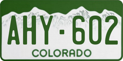 CO license plate AHY602