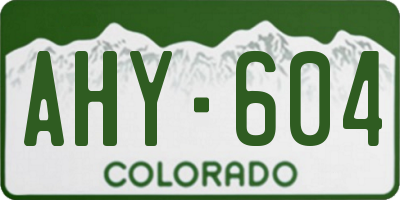 CO license plate AHY604