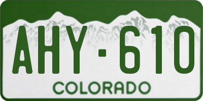 CO license plate AHY610