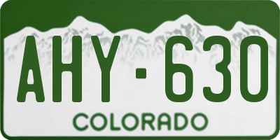 CO license plate AHY630