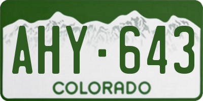 CO license plate AHY643
