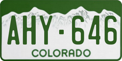 CO license plate AHY646