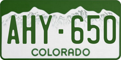 CO license plate AHY650