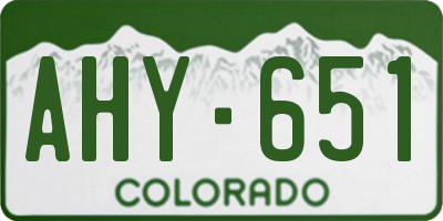 CO license plate AHY651