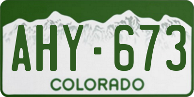 CO license plate AHY673