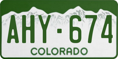 CO license plate AHY674