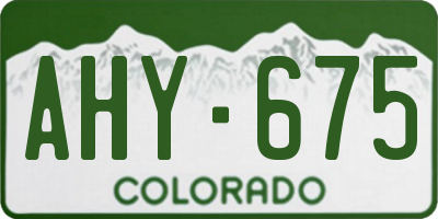 CO license plate AHY675