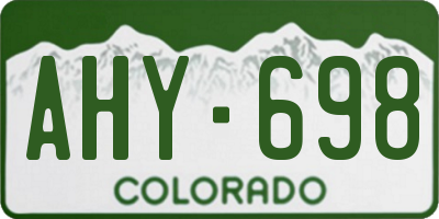 CO license plate AHY698