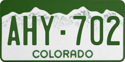 CO license plate AHY702