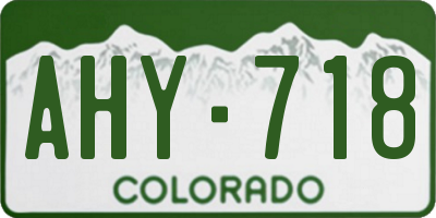 CO license plate AHY718
