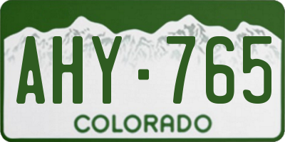 CO license plate AHY765