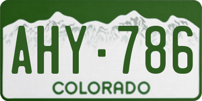 CO license plate AHY786