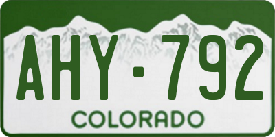CO license plate AHY792