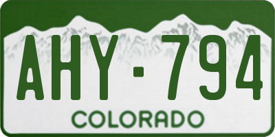 CO license plate AHY794