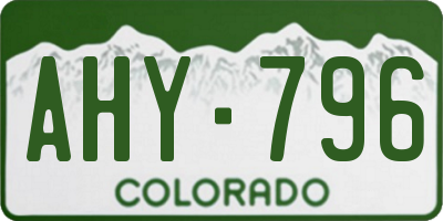 CO license plate AHY796
