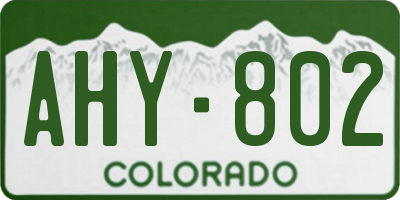 CO license plate AHY802