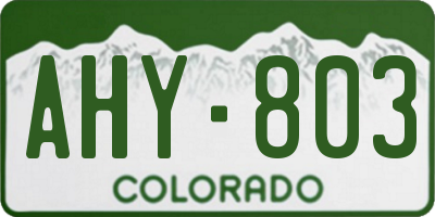 CO license plate AHY803