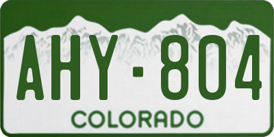 CO license plate AHY804