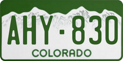 CO license plate AHY830