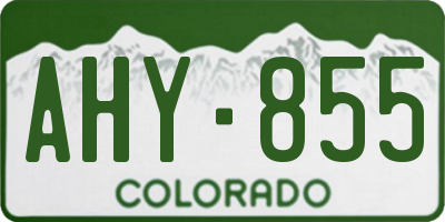 CO license plate AHY855