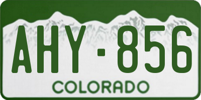 CO license plate AHY856