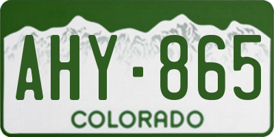 CO license plate AHY865