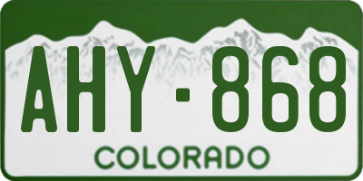 CO license plate AHY868