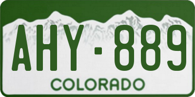 CO license plate AHY889
