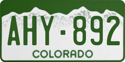 CO license plate AHY892