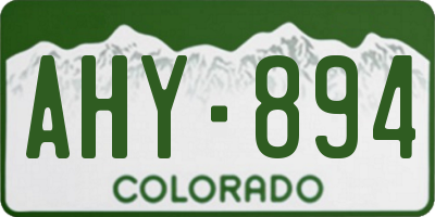 CO license plate AHY894