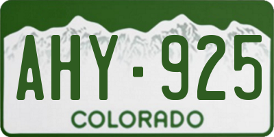 CO license plate AHY925