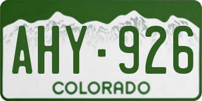 CO license plate AHY926