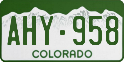 CO license plate AHY958