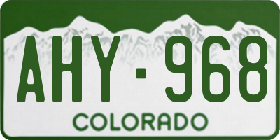 CO license plate AHY968