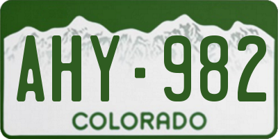 CO license plate AHY982