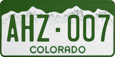 CO license plate AHZ007