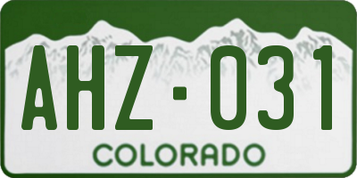 CO license plate AHZ031