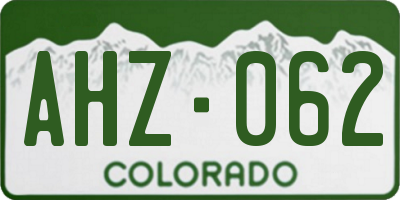 CO license plate AHZ062