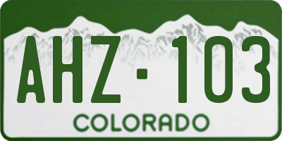 CO license plate AHZ103