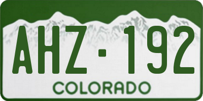 CO license plate AHZ192