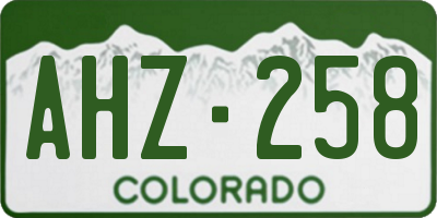 CO license plate AHZ258