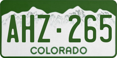 CO license plate AHZ265