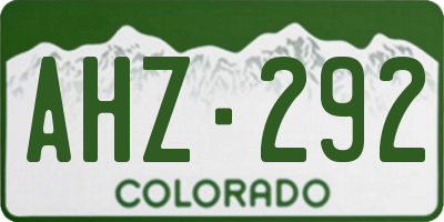 CO license plate AHZ292