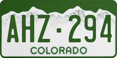CO license plate AHZ294