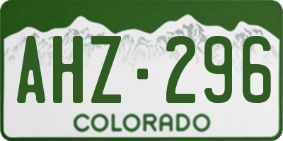 CO license plate AHZ296