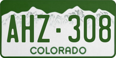 CO license plate AHZ308